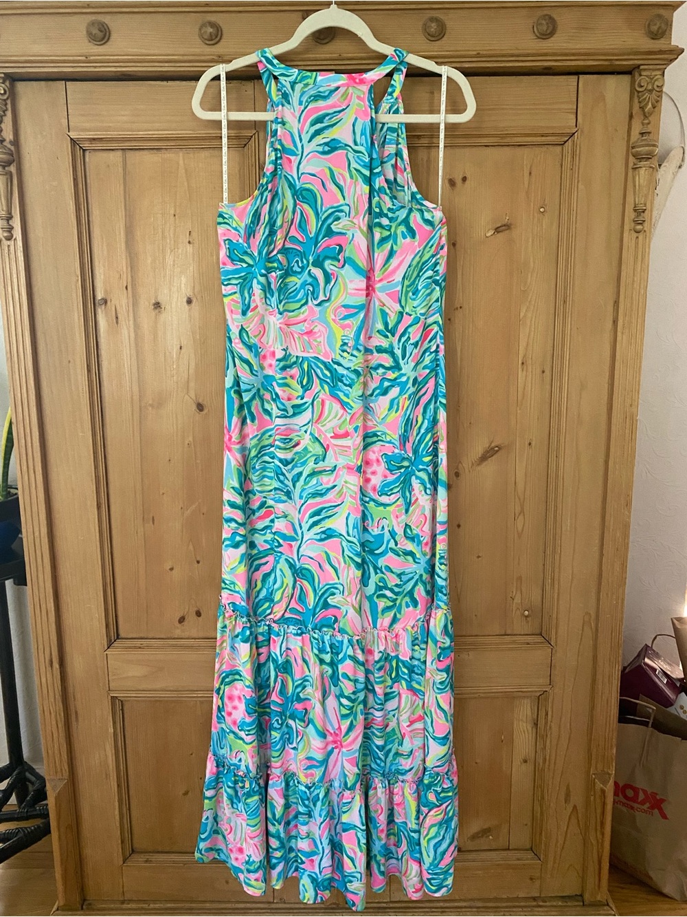 Lilly Pulitzer Multicolor Floral Halter Maxi Dress - Turquoise, Pink, Green - Picture 12 of 13
